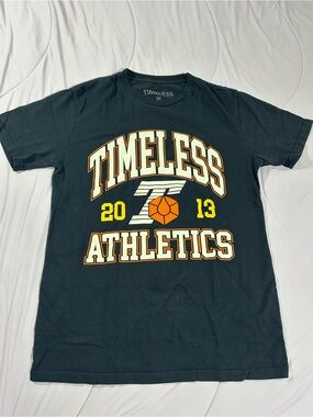 Men's Navy Blue Graphic Tee - Orange Accent